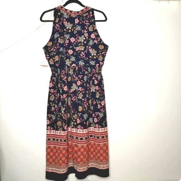 NWT Gabby Skye Women's 12 RN# 67473 Floral Zipper Dress Tribal Boho Blue Red - Picture 14 of 16